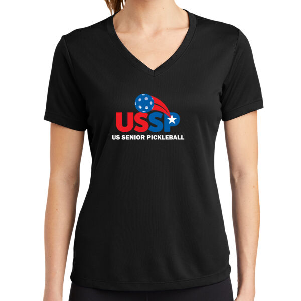 US SENIOR PICKLEBALL -  - Ladies PosiCharge ® RacerMesh ® V Neck Tee Thumbnail